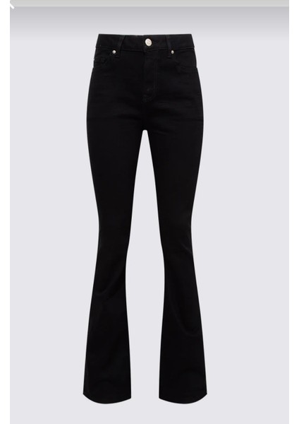 Büyük Beden Ispanyol Paça Yazlık Kot Kumaş Likralı Yüksek Bel Kadın Jeans Pantolon