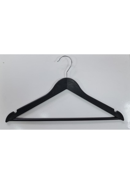 Kalın Sert Dayanıklı Plastik Askı Giysi Elbise Pantolon Askısı 15 Adet Siyah