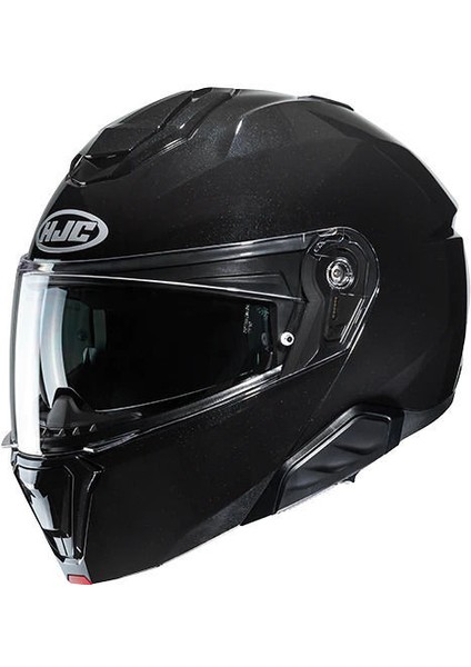 I91 Çene Açılır Motosiklet Kaskı Parlak Siyah