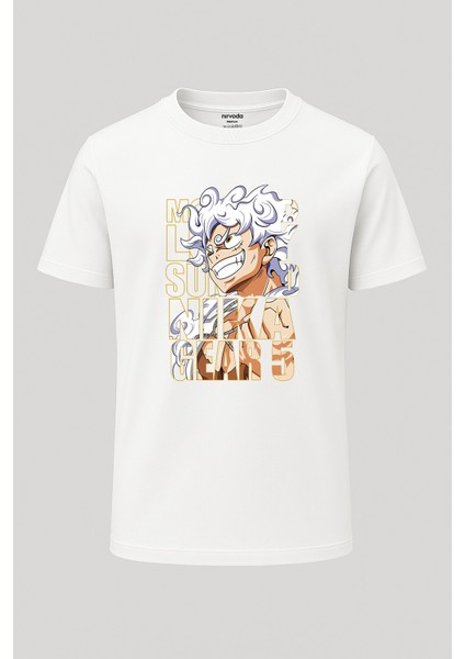 Luffy Gear5 Nika Baskılı Loose Fit Bisiklet Yaka Tişört