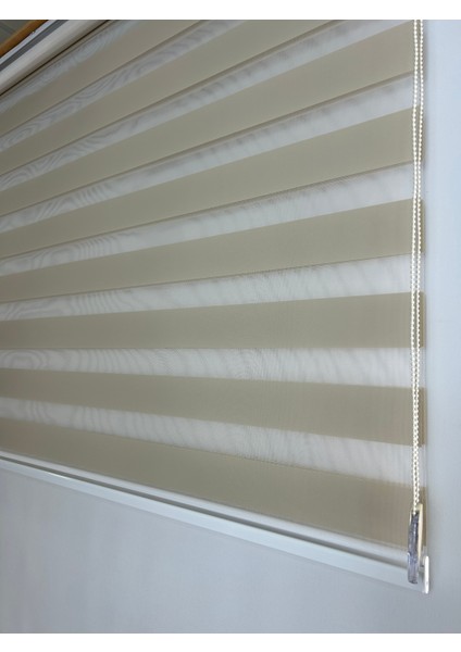 Kum Beji Düz Zebra Perde Ev/ofis Perdesi Aluminyum Sistem Zebra Stor Perde – Modern & Fonksiyonel (Alüminyum Sistem)