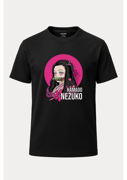 Kamada Nezuko Demon Slayer Baskılı Loose Fit Bisiklet Yaka Unisex Tişört