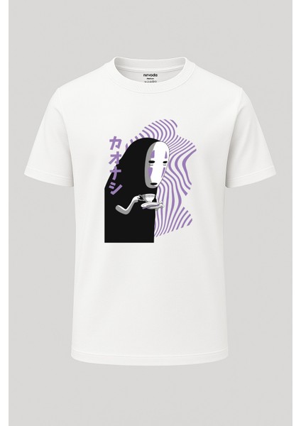 Kaonashi No Face Ghibli Baskılı Loose Fit Bisiklet Yaka Unisex Tişört