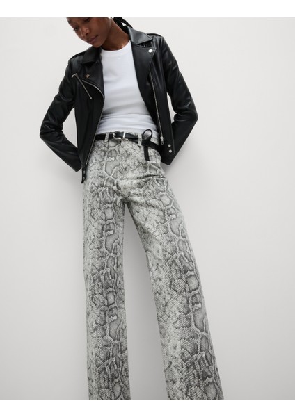 Hayvan Desenli Straight Leg Jean fiyatları