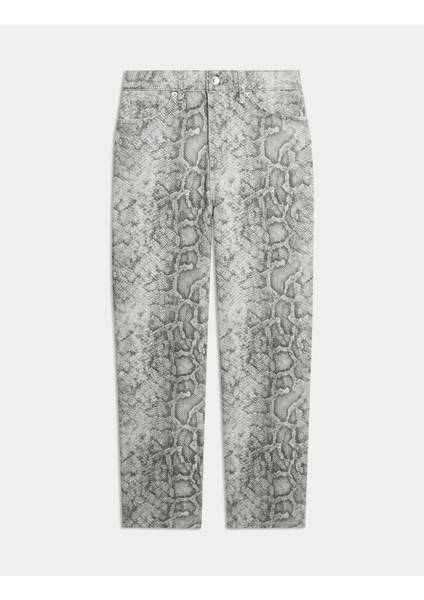 Hayvan Desenli Straight Leg Jean modelleri