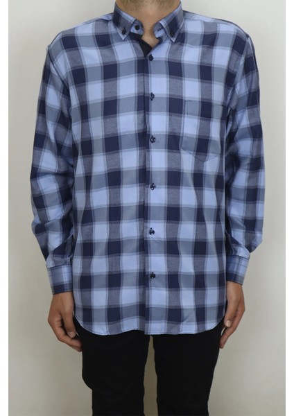 Fistan Store Erkek Ekose Kareli Klasik Kesim Rahat Kalıp Tek Cepli Gömlek