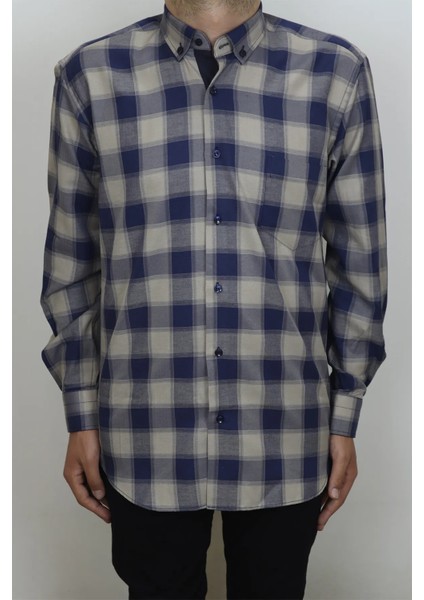 Fistan Store Erkek Ekose Kareli Klasik Kesim Rahat Kalıp Tek Cepli Gömlek