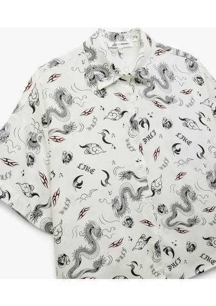 Yeni Sezon Kısa Kollu Klasik Yaka Düğmeli Viskon Oversize Gömlek modelleri