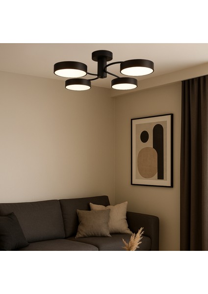 Vale 4lü LED Avize Modern Tasarım Enerji Tasarruflu 3 Renk Işık Oturma Odası Mutfak Giyinme Odası