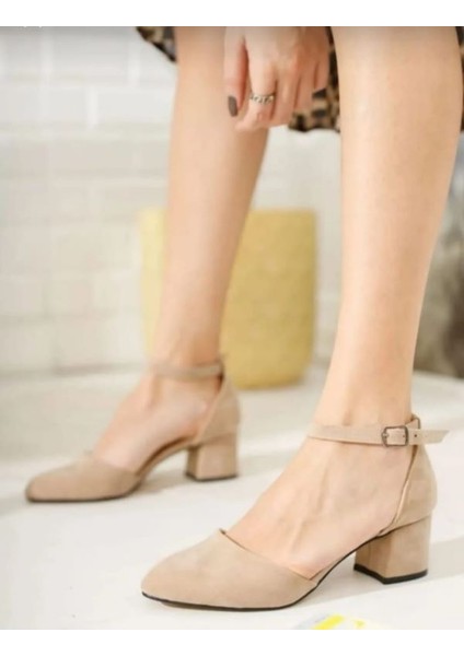 Kadın Ayakkabı Bilekten Bantlı Kısa Kalın Topuklu Ayakkabı 5 cm fiyatları