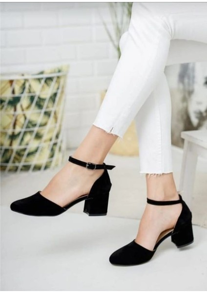 Kadın Ayakkabı Bilekten Bantlı Kısa Kalın Topuklu Ayakkabı 5 cm fiyatları