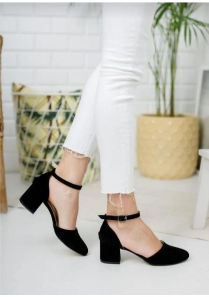 Kadın Ayakkabı Bilekten Bantlı Kısa Kalın Topuklu Ayakkabı 5 cm modelleri