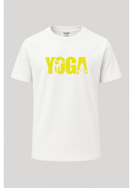 Yoga Yazılı Silüet Baskılı Loose Fit Bisiklet Yaka Unisex Tişört