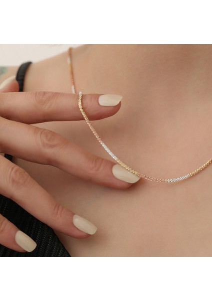 925 Ayar Gümüş Italyan Model Üç Renkli Altın Rose Gümüş Renk Spiral Model Tasarım Zincir