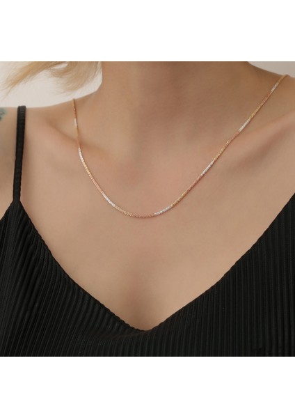 925 Ayar Gümüş Italyan Model Üç Renkli Altın Rose Gümüş Renk Spiral Model Tasarım Zincir fiyatları