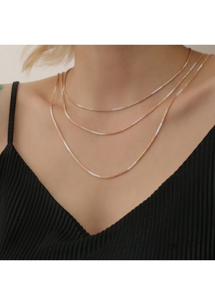 925 Ayar Gümüş Italyan Model Üç Renkli Altın Rose Gümüş Renk Spiral Model Tasarım Zincir modelleri