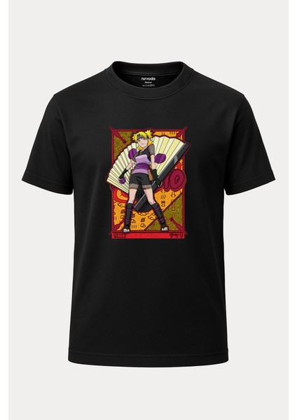 Temari Naruto Baskılı Loose Fit Bisiklet Yaka Unisex Tişört