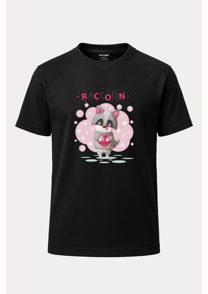 Raccoon Rakun Baskılı Loose Fit Bisiklet Yaka Unisex Tişört