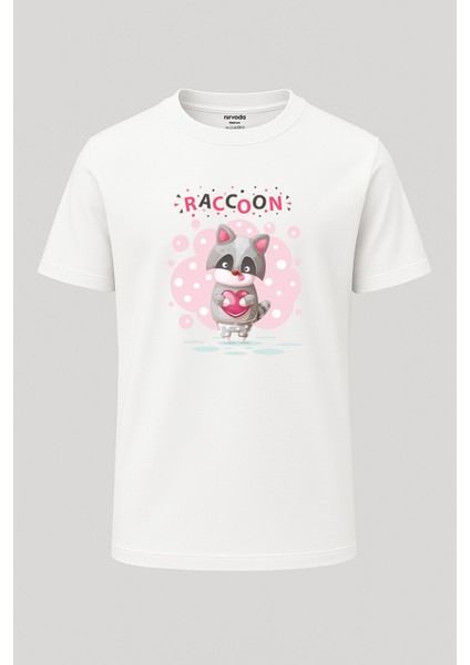 Raccoon Rakun Baskılı Loose Fit Bisiklet Yaka Unisex Tişört