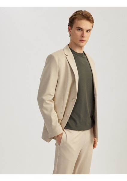 Yeni Sezon Düğmeli Cepli Viskon Karışımlı Pike Kumaş Mono Yaka Slim Fit Blazer Ceket fiyatları