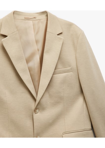Yeni Sezon Düğmeli Cepli Viskon Karışımlı Pike Kumaş Mono Yaka Slim Fit Blazer Ceket indirimleri