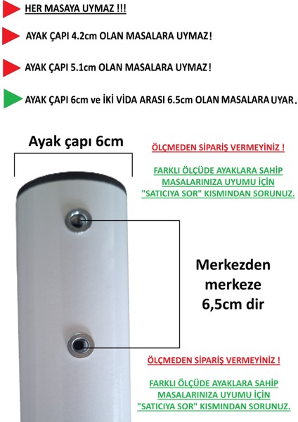 4 ADET METAL BORU AYAK, MUTFAK MASASI AYAĞI SİYAH-BEYAZ RENK SEÇENEKLİ-BA1 fiyatları