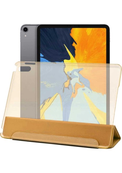 Apple iPad Pro 11 Inç A2013 A1934 Uyumlu Smart Cover Üçgen Stand Arkası Şeffaf Tablet Kılıfı