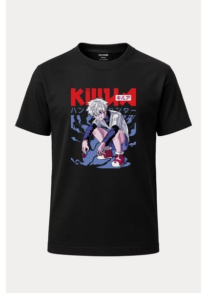 Killua Hunter x Hunter Baskılı Loose Fit Bisiklet Yaka Unisex Tişört
