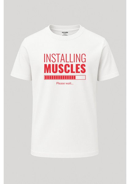 Kas Yükleniyor Fitness Body Baskılı Loose Fit Bisiklet Yaka Unisex Tişört