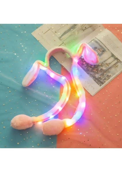 Hareketli Oynar Tavşan Kulaklı Işıklı Peluş Taç Pembe modelleri