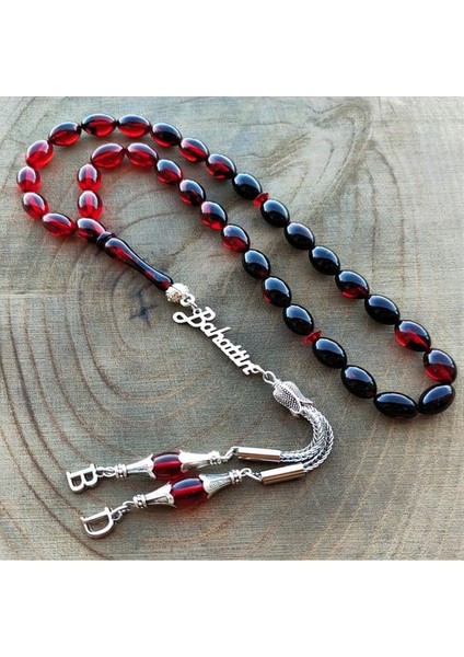 Babalar Günü Hediyesi Gümüş Isimli Sıkma Kehribar Tesbih