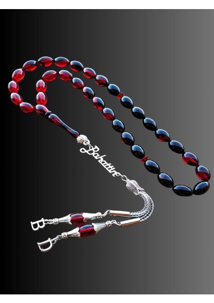 Babalar Günü Hediyesi Gümüş Isimli Sıkma Kehribar Tesbih modelleri