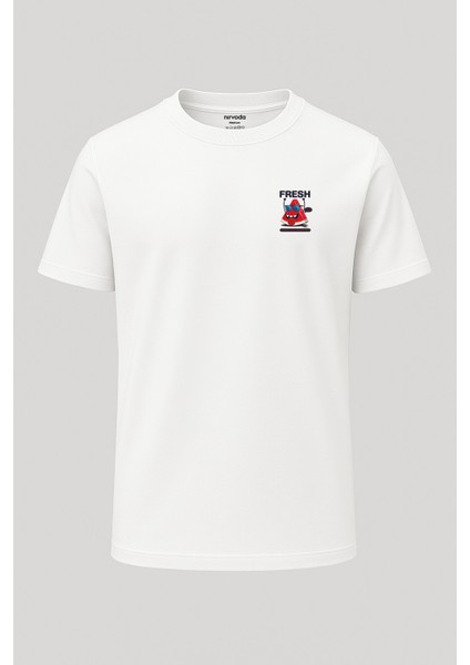 Fresh Karpuz Baskılı Loose Fit Bisiklet Yaka Unisex Tişört