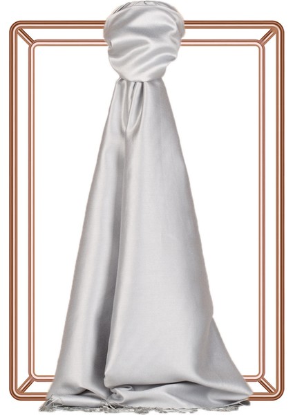 Buz Beyazı Ipekevi Çift Taraflı Ipek Şal 927