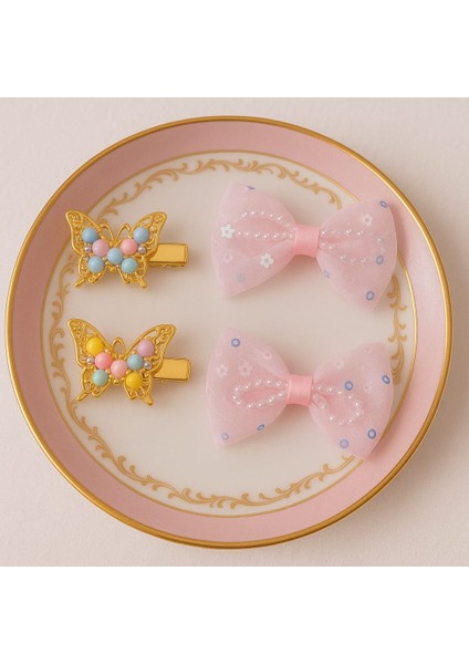 Fiyonk ve Kelebek Desenli Kız Çocuk Pens Toka