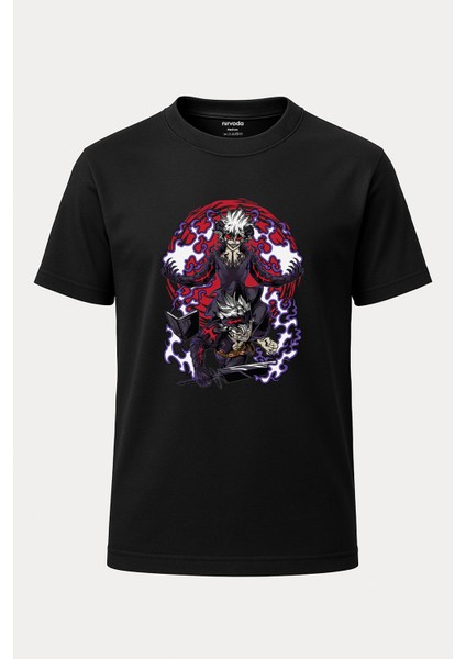 Black Clover Devil Union Baskılı Loose Fit Bisiklet Yaka Unisex Tişört