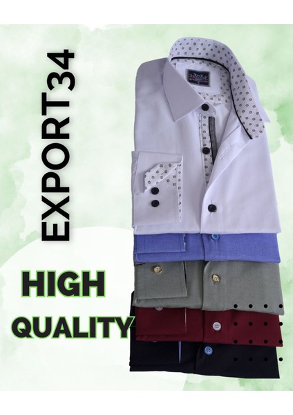 Mavi Yaka ve Manşet Içi Beyaz Mavi Yaprak Detaylı Slim Fit Erkek Gömlek fiyatları