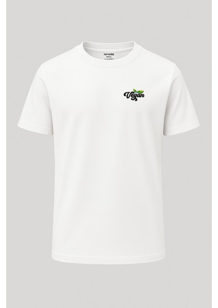 Vegan Yazılı Baskılı Loose Fit Bisiklet Yaka Unisex Tişört