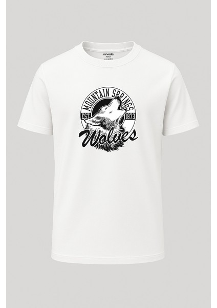 Uluyan Kurt Baskılı Loose Fit Bisiklet Yaka Unisex Tişört