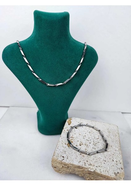 Çelik Bileklik Kolye Set Küp Üçgen Model Hediyelik Aksesuar Bijuteri Kolye Bileklik 251540249 fırsatları