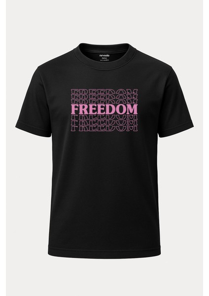 Freedom Özgürlük Baskılı Loose Fit Bisiklet Yaka Unisex Tişört