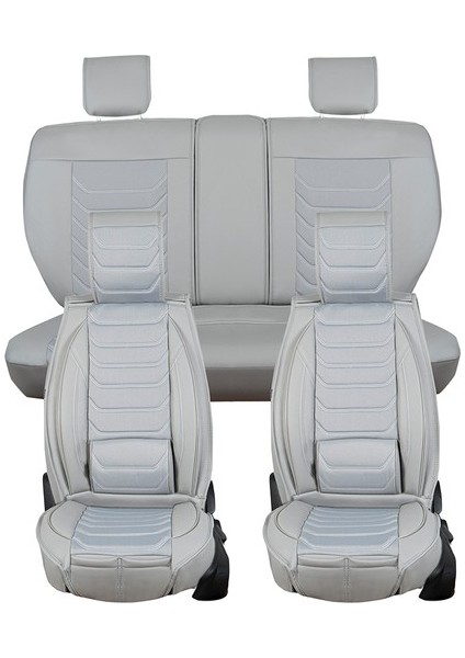 Subaru Tribeca Uyumlu Lüx Deri Oto Koltuk Kılıfı Ön Arka Takım Kemer Serisi Açık Gri