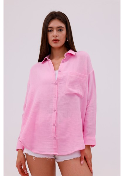 Oversize Basic Müslin Kadın Gömlek Kadın-Müslin-Gömlek modelleri