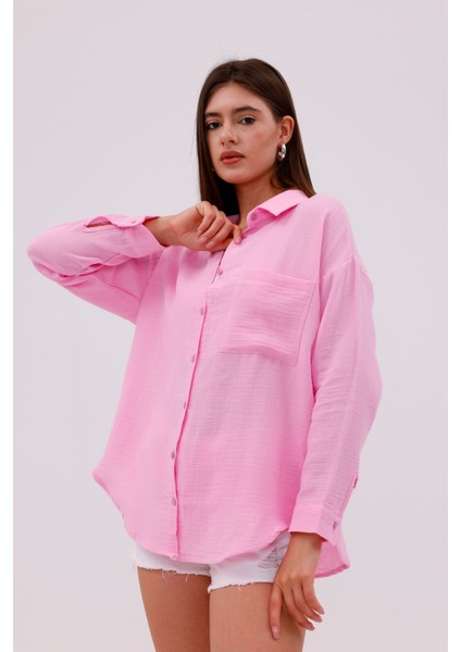 Oversize Basic Müslin Kadın Gömlek Kadın-Müslin-Gömlek indirimleri