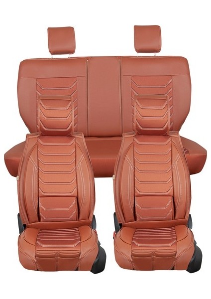 Seat Cordoba Uyumlu Lüx Deri Oto Koltuk Kılıfı Ön Arka Takım Kemer Serisi Tarçın