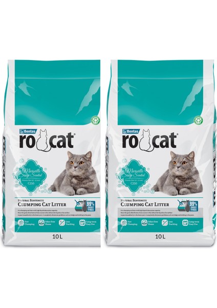 Marsilya Sabunu Kokulu Beyaz Bentonit Kedi Kumu (2X10 L)