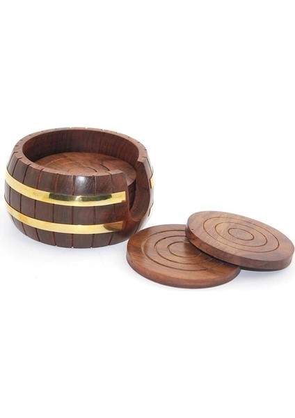 Pirinç Yuvarlak Ahşap Bardak Altı W431