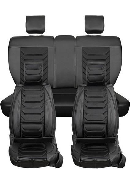Seat Cordoba Uyumlu Lüx Deri Oto Koltuk Kılıfı Ön Arka Takım Kemer Serisi Siyah