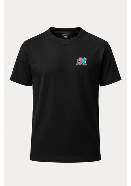 Seksenler Nostalji Baskılı Loose Fit Bisiklet Yaka Unisex Tişört