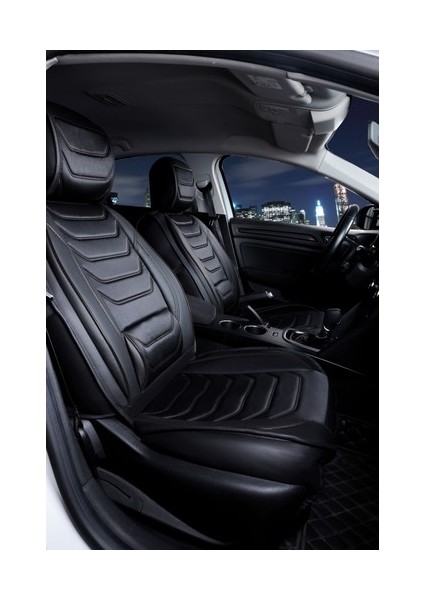 Hyundai İX35 Uyumlu Lüx Deri Oto Koltuk Kılıfı Ön Arka Takım Sports Model Siyah